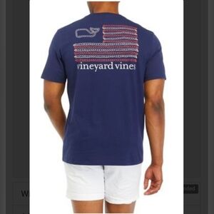 Vineyard Vines Men's Blue Rope Flag Graphic Tee Size Small